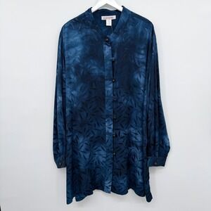 Vintage Silhouettes Tunic Top Shirt Plus Size 26 Tie Dye Button Up Artsy Boho 4X